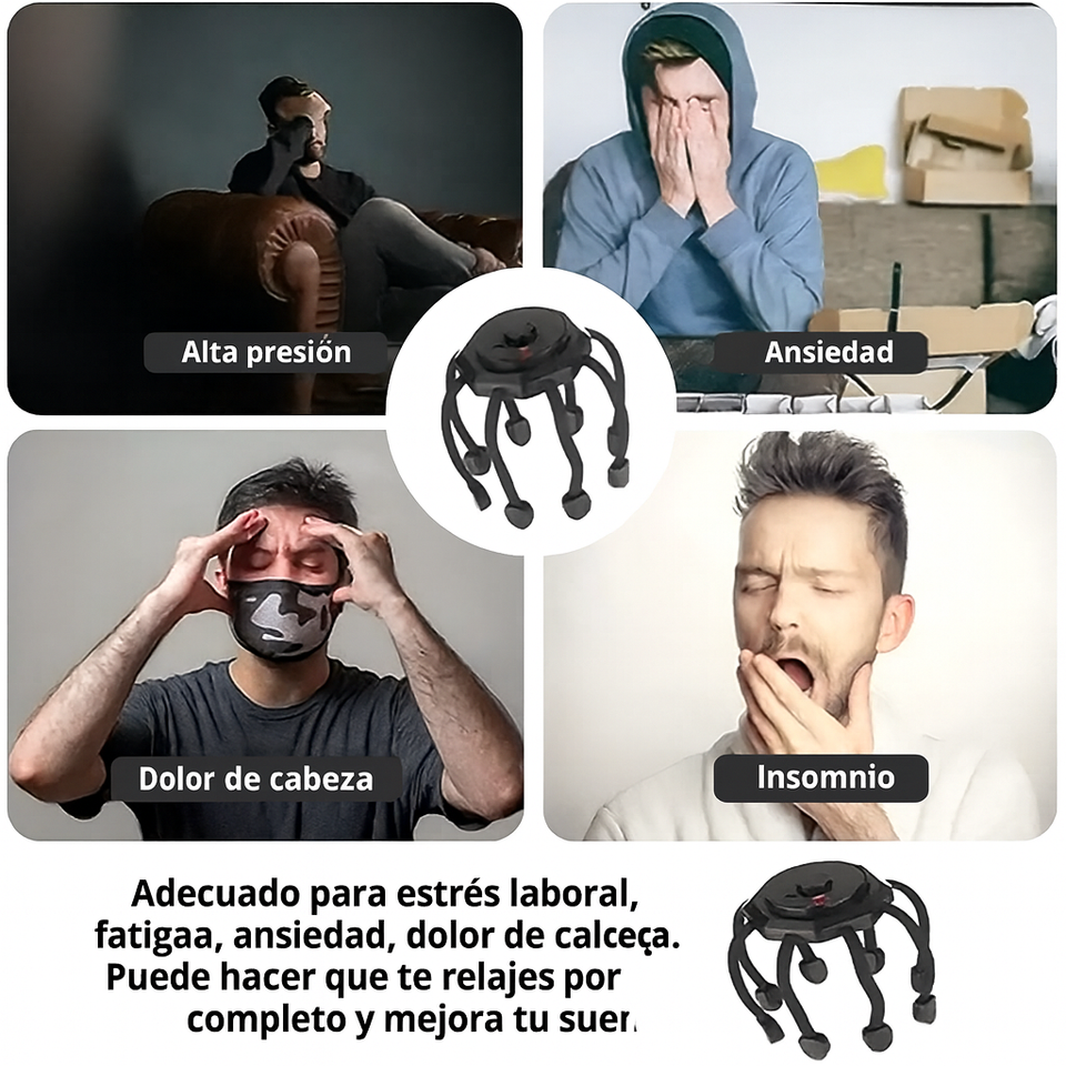 Masajeador Eléctrico Antiestrés Recargable para Cabeza