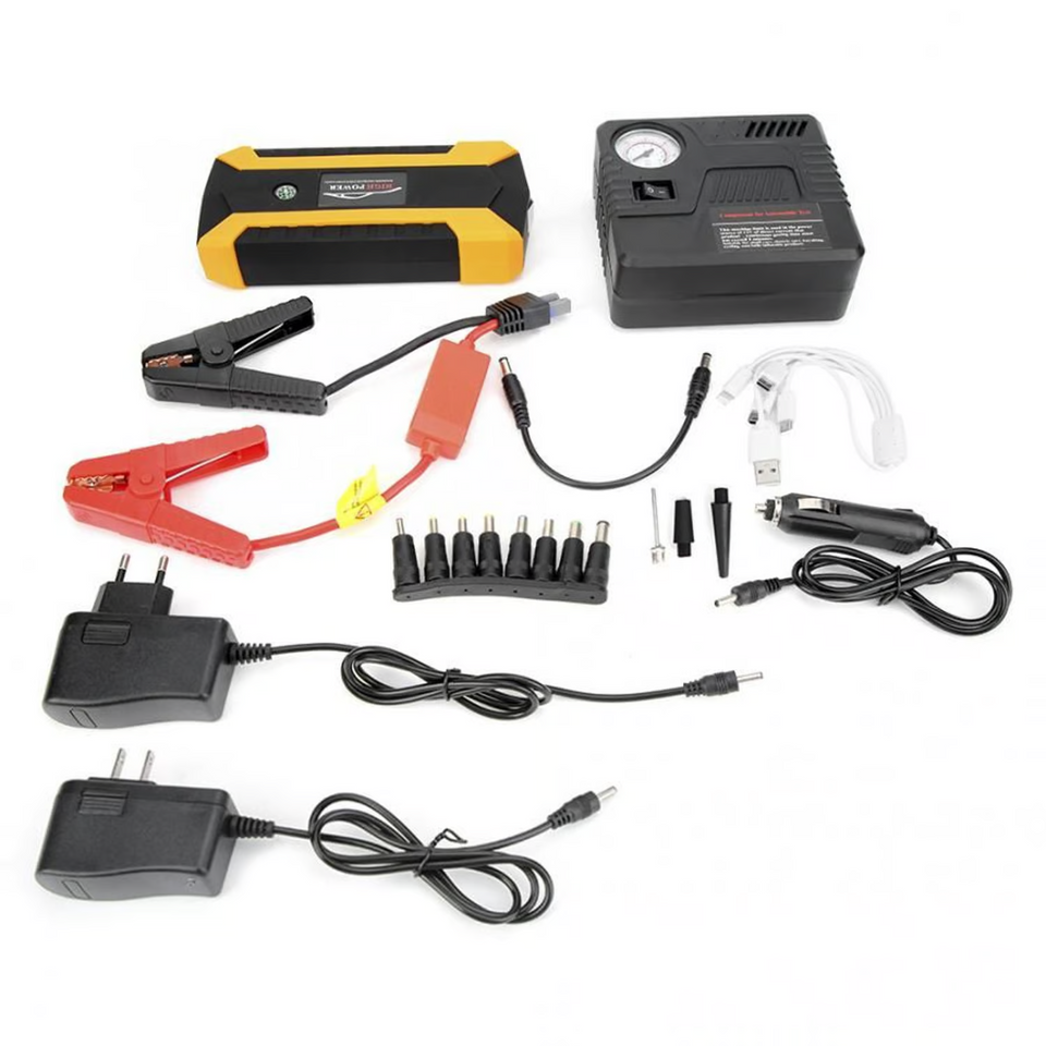 Arrancador de Bateria de Auto Portatil +Compresor